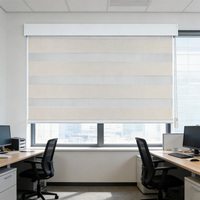Persianas Verticales Motorizadas Zebra, Eléctricas, Doble Capa, Opacas, con Control Remoto Inteligente Integrado, Cortina de Ventana Personalizada de Poliéster