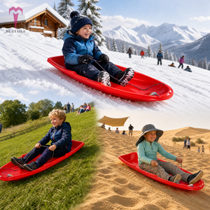 Luge pour enfants avec leviers de frein, dossier haut, pour deux personnes, en plastique HDPE, avec corde de traction, robuste, pour l'hiver, cadeau de Noël - Product Image 2