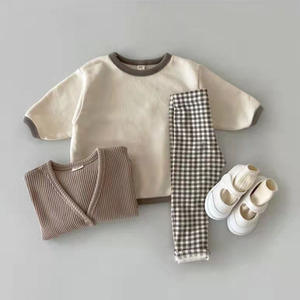 Conjunto de ropa para niños recién nacidos, 2 piezas, algodón, manga larga, a cuadros, suave - Product Image 5