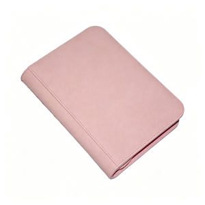 Classeur de cartes à collectionner personnalisé à 4 pochettes en cuir et PVC avec fermeture éclair et motif de sac à documents - Product Image 2