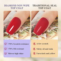 FZANEST Top Coat Diamant Trempé 15ml, Gel UV pour Nail Art, Kit de Base Coat et Top Coat, Produit de Vernis à Ongles, Gel Top Coat Diamant