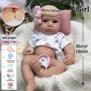 Poupée <span class=keywords><strong>Reborn</strong></span> Fille de 18 pouces au toucher doux et anatomiquement correcte, avec détails faciaux réalistes, peau 3D peinte à la main, compagnon câlin, cadeau pour enfants - Product Image 4