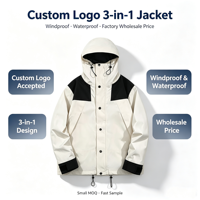 Veste polaire 3-en-1 détachable coupe-vent et imperméable avec logo personnalisé, en tissu Oxford T400, idéale pour la randonnée en montagne et le camping sauvage (vente en gros)