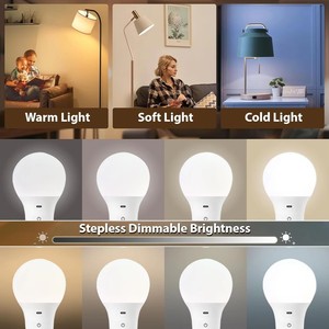 Bombilla <span class=keywords><strong>LED</strong></span> E27 Inalámbrica SMD RGB/CW con Regulación Continua, Recargable por Tipo-C, Control Remoto, Funciona con Batería, Regulable/Temporizador - Product Image 5