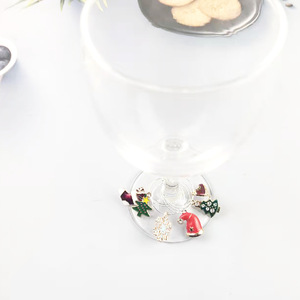 Christmas Wine Glass Ornament Set Metal Ring Round Shape For Party Table Decorations Wholesale - Product Image 1