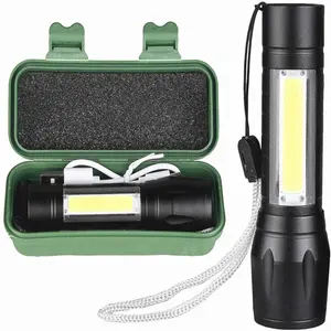 Hochleistungs-Aluminium-Zoom-Mini-Taschenlampe COB taktische LED wiederaufladbare kleine Taschenlampe für Camping mit IP66-Rating