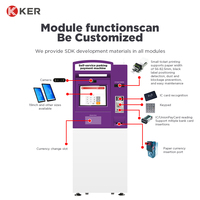 Kiosque de paiement en libre-service personnalisable avec lecteur de codes-barres SDK, retrait et dépôt d'espèces, écran tactile, sur pied, pour l'échange de devises