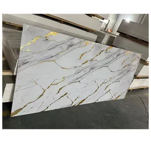 high glossy flexible 3d interior pvc marble alternative wall panel laminas de pvc tipo marmol uv marble board for TV background