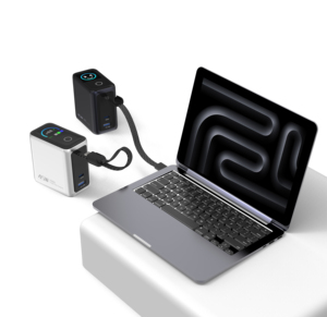 Chargeur d'ordinateur portable 3 en 1 avec écran LED, double port de charge rapide pour plusieurs appareils, adaptateur d'alimentation au lithium-ion - Product Image 1