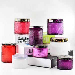 Bougeoir gaufré en <span class=keywords><strong>verre</strong></span> <span class=keywords><strong>à</strong></span> ouvrir, pot de 8.8oz avec couvercle, pour la fabrication de bougies, vente en gros, 50 pièces - Product Image 2