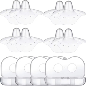 Protecteur de <span class=keywords><strong>mamelon</strong></span> anti-morsure pour mère en silicone ultra fin pour l'allaitement du nouveau-né 2 paquets blanc sans BPA - Product Image 1