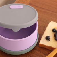 Boîte à Lunch ronde en Silicone transparente, Bento personnalisé pour enfants et adultes, usage pour micro-ondes, écologique