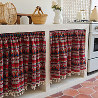 Venta al por mayor de cortinas decorativas de estilo étnico de lujo para sala de estar, armario de cocina, cortina protectora de partición