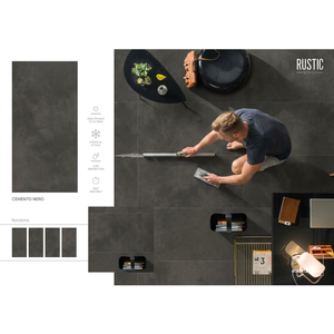 Cemento Nero 600x1200mm Azulejos de porcelana antideslizantes de cuerpo completo 60x120cm Azulejos de suelo con aspecto de mármol rústico para el mercado de Kenia - Product Image 1