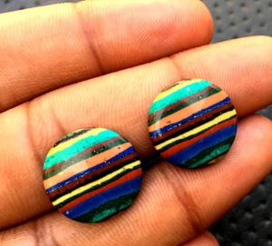 Natural <b>Rainbow</b> Calcsilica Cabochon Smooth Round Shape Loose Gemstone for DIY Jewelry Making-for <b>Bracelets</b> and Necklaces - Product Image 3