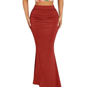 Jupe longue sirène plissée moulante sexy pour femme, nouvelle collection été, tissus de luxe légers, personnalisable OEM, vente en gros - Product Image 1