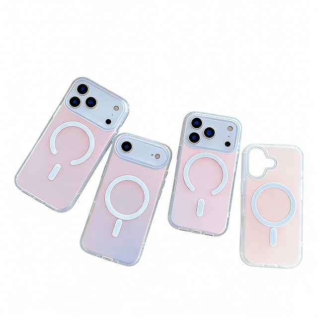 Holographic Color Changing Glacier Texture TPU+PC Shockproof Phone Case Strong Magnetic Ring for Wireless Charging for