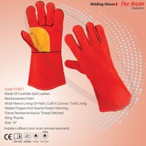 Guantes de Seguridad de Cuero Vacuno para Soldadura MIG, Venta Caliente 2024, Guantes de Trabajo para Soldadores al por Mayor, Guantes de Cuero de Pakistán - Product Image 2