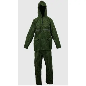 Soft oxford material with PVC coated adults single layer waterproof breathable army green blue red color rain suit