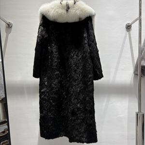 Cappotto Lungo Bianco con Grande Collo in Pelliccia di Volpe, Taglia Grande, Vera Pelliccia di Visone Nero per Donna, per il Massimo Calore - Product Image 2