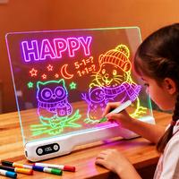 Tableau de messages en acrylique lumineux RVB multicolore, facile à effacer, bloc-notes de bureau, tableau de notes LED