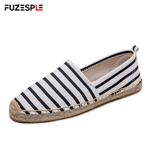 Nuevas Alpargatas de Lona Blancas y Negras a la Moda, Mocasines Tejidos de Yute, Cosidos a Mano, Transpirables, Planos, para la Playa y Uso Diario - Product Image 1