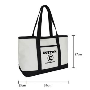 Custom High Quality Heavy Duty Color Block Canvas Tote Bag With Customizable Logo for Daily Shopping - Product Image 3