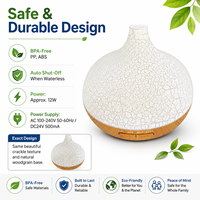 Diffuseur d'arômes en verre craquelé sans BPA de 550 ml, humidificateur d'huiles essentielles, 7 couleurs LED, arrêt automatique, minuterie 1H/3H/6H, spa à domicile