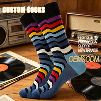 Chaussettes Funky à Motifs Rayés Multicouches en Tricot Plat Style Skater Indie Old School