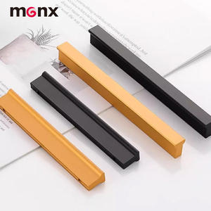 Wholesale Furniture Hardware Modern Kitchen Bedroom Drawers Cabinets Dressers Wardrobe Gold <strong>Black</strong> Aluminum Alloy Metal Handles - Product Image 3
