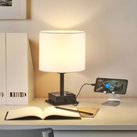 Nueva Lámpara de Mesa Táctil Creativa de Metal, Lámpara de Noche USB Multifuncional, Lámpara de Estudio de Tela Estilo Americano, Lámpara de Noche Enchufable