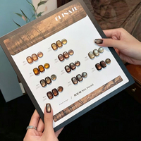 Vernis Gel Œil de Chat Marron 10 Couleurs Automne Miel Ambre Cuivre Chocolat Espresso Effet Magnétique Scintillant Kit Nail Art
