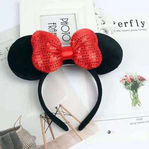 Diademas con Orejas de Mickey y Minnie al por Mayor, Diademas con Lazo Grande para Festivales, Accesorios para Fiestas en Parques Temáticos, Ecológicas, para Mujeres y Niños - Product Image 1