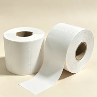 Rouleau de papier autocollant vierge, étiquettes autocollantes personnalisées de taille personnalisée, étiquettes blanches à transfert thermique direct pour imprimante à codes-barres