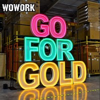 WOWORK Lettres lumineuses LED RGB en métal empilables étanches de 3 et 4 pieds pour décorations de douche nuptiale