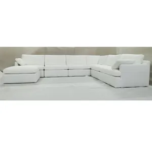 新产品沙发套装设计u形沙发室内装潢白色沙发面料