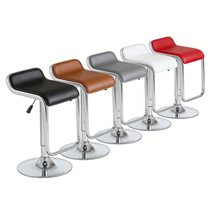 Tabouret de bar réglable en hauteur en PU, <span class=keywords><strong>chaise</strong></span> de bar pivotante profilée en forme de S avec base chromée et repose-pieds - Product Image 4