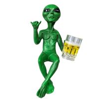 Figurine en résine verte Alien Sci-Fi pour décoration de bar, modèle artistique thermoformé, tasse à bière – Ornement de bureau unique pour cadeau ou décoration de fête