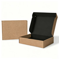 Boîte d'emballage en carton ondulé noir grand format, recyclable, de haute qualité, avec gaufrage personnalisé et laminage mat