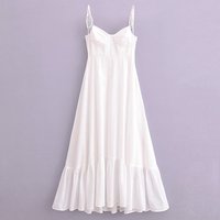 Taille haute a-ligne fête robe blanche été classique mode solide élégant femmes longue robe