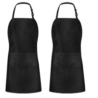 Celemek Dapur 2026 Baru 2 Kantong Tali Leher Dapat Disesuaikan Dapat Digunakan Kembali Bahan Polyester-Katun Ukuran Ekstra Besar Panjang