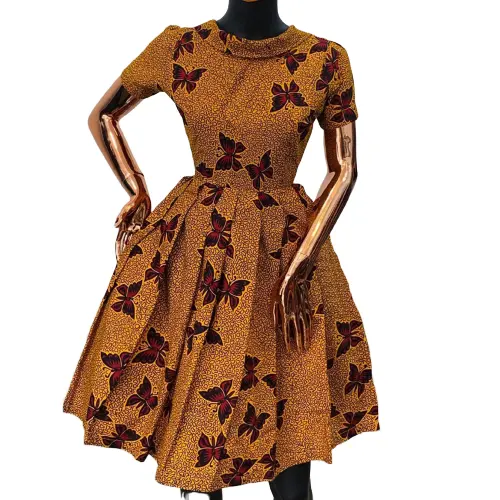Kitenge-Vestido corto de fiesta con estampado africano para mujer, Vestido corto con diseños tradicionales, informal