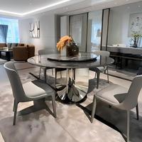 Set Meja Makan Konvertibel Modern Baru 8 Kursi dengan Permukaan Marmer Mewah & Kaki Stainless Steel untuk Dapur Ruang Makan Hotel