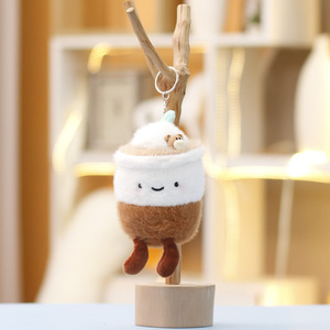 Custom Wholesale Hot 13cm Cute Plush Keychain Toy Fluffy Stuffed Milk Tea Coffee Cup Plushie Key Chains Fruit Peluches Keychain