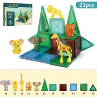 Jouets éducatifs amusants pour enfants 23 pièces J043 blocs magnétiques de la forêt animale ensembles de pièces magnétiques de tuyau de construction en plastique