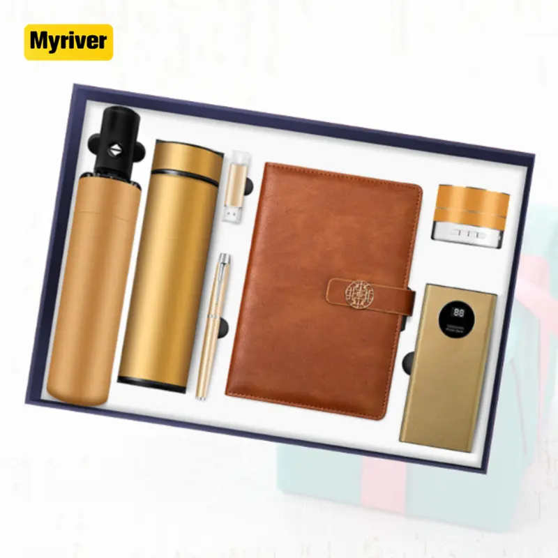 Myriver 4 Em 1 Gift Set Personalizado 500Ml Vacuum Cup Usb Flash Drive Caneta A5 Folhas Soltas Notebook Bulk Gift Ideas