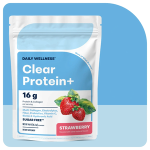 Proteína en Polvo 461g (Sabor Fresa) para Adultos, Varios Colágenos, Electrolitos, Fibra, Probióticos, Vitamina C, Biotina, Ácido Hialurónico - Product Image 1