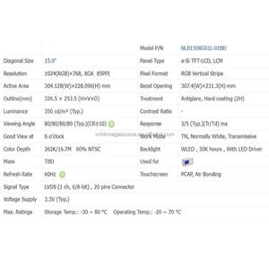 Módulo de Pantalla LCM Industrial NLB150XG01L-01BD-C1, NLB150XG01L-01BD-C1 en Existencia - Product Image 2