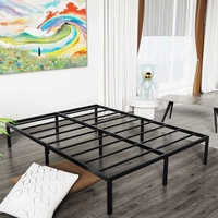 Lit double moderne et simple en fer et bois, base de matelas pliable détachable de taille H avec cadre en acier souple pour chambre à coucher