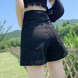 กางเกงยีนส์ขาสั้นสีดำสำหรับผู้หญิง, กางเกงยีนส์เอวสูงสีขาวเสานักขี่จักรยานเต้นสำหรับผู้หญิงสวมใส่กางเกงยีนส์ฮาราจูกุ XL Y2k กว้างหรูหรา - Product Image 6